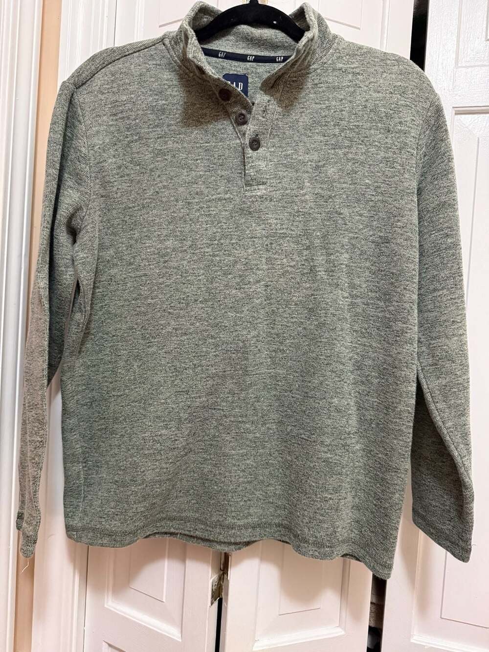 Gap Henley Sweater Size S Green Long Sleeve Button Mock Neck